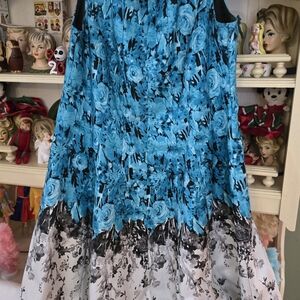 Dress Barn Blue and Black Floral Dress